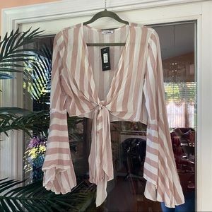Fashion Nova Striped Wrap Top